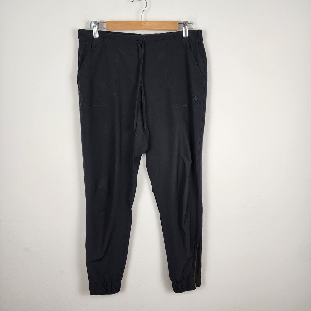 Albion Ankle Zip Drawstring Waist Black Jogger Pants Women's Size Small